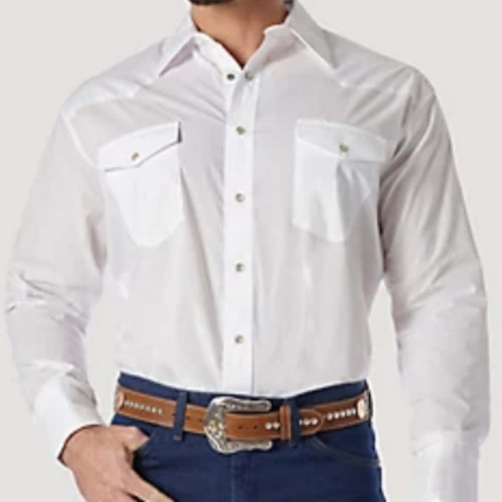 Wrangler  White Men's Western Shirt.